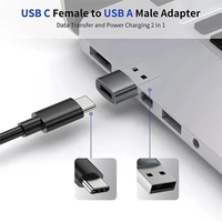 Adaptor OTG USB-C Female ke USB-A Male 30W dengan Casing Metal, Pengisian Cepat untuk Ponsel