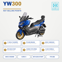 Scooter Maxi YW300 300cc, moteur refroidi par eau, freins ABS avant et arrière, vitesse maximale de 120 km/h, démarrage sans clé, EURO 5, vente en gros