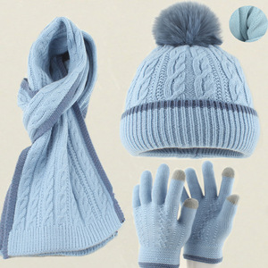 <span class=keywords><strong>Ensemble</strong></span> <span class=keywords><strong>de</strong></span> mitaines en tricot pour filles et garçons, doublure en polaire chaude, <span class=keywords><strong>bonnet</strong></span> d'hiver pour enfants, <span class=keywords><strong>gants</strong></span> et foulards, 1-6 ans - Product Image 2