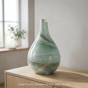 Florero Moderno de Vidrio Verde Marmoleado con Control Táctil, Maceta Decorativa para Sala de Estar - Product Image 3