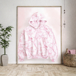 <b>Pink</b> Floral Print <b>Women</b> <b>Hoodie</b> Pullover Sweatshirt Hooded Long Sleeve Drop Shoulder Casual Regular Fit - Product Image 3