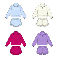 Ensemble de vêtements de sport pour enfants certifié CPC et CPSIA, prix d'usine, sweat-shirt à manches longues avec fermeture éclair quart de tour et short à poches
