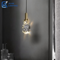 Lustre suspendu élégant et moderne en fer et cristal avec LED pour chambre à coucher, salon, café
