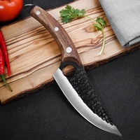 Couteau à désosser Viking forgé à la main en acier inoxydable 4Cr, couteau de boucher incurvé et tranchant avec anneau de maintien pour les doigts