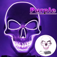 Masque de fête d'horreur personnalisé avec lumières LED - Masque effrayant à lueur néon pour Halloween Cosplay, design creux 3D