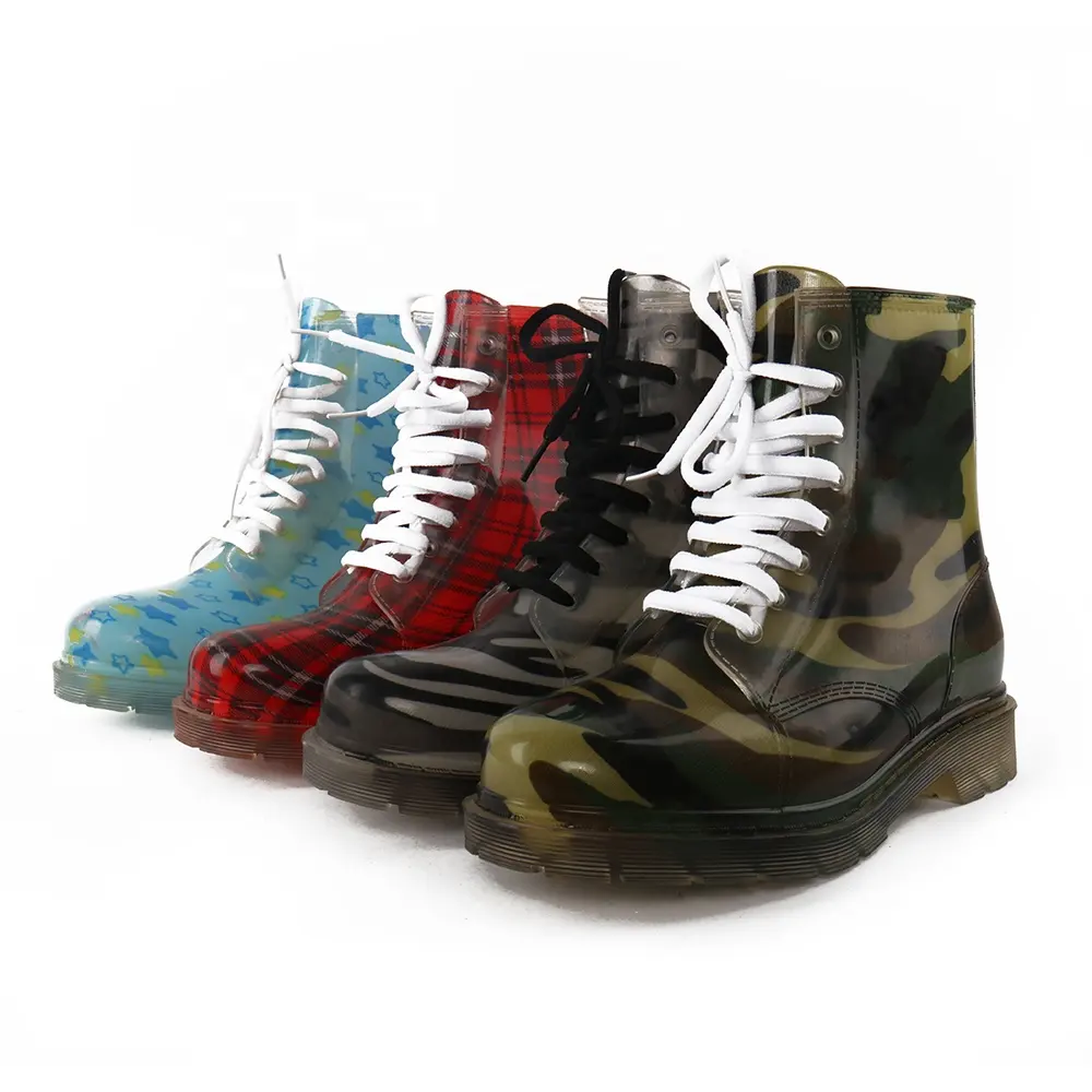 Fashionable middle tube rain boots lovely anti-slip PVC water shoes high heel rubber shoes women waterproof boots
