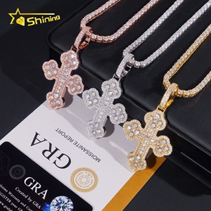 Ciondolo Tennis Personalizzato in Argento Sterling 925 con Moissanite VVS, Gioielli Hip Hop Iced Out, Ciondolo a Croce alla Moda - Product Image 6