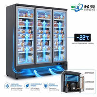 Congélateur vertical commercial pour crème glacée, double porte, avec système de dégivrage automatique, à vendre