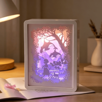 Lampe décorative LED, cadeau, lampe en papier découpé 3D, boîte à lumière découpée, boîte à lumière chinoise, paysage naturel, motif créatif