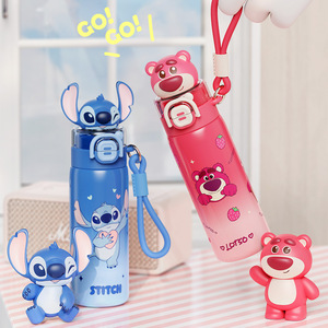 Botella de Agua Aislada para Niños Zootopia <span class=keywords><strong>Stitch</strong></span>, Linda Botella con Pajita de Dibujos Animados en 3D, Vaso Térmico Portátil de Acero Inoxidable - Product Image 3