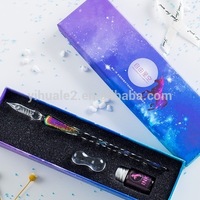 Yihuale — ensemble de stylos de calligraphie, stylo tremper en verre Vintage cristal avec encre de 12 couleurs, nouveau produit 2021