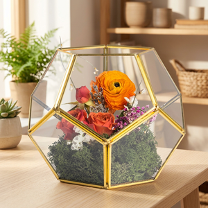 Terrario geométrico de vidrio dorado, maceta de decoración moderna para plantas de aire de helecho suculentas, balcón - Product Image 3