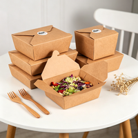 Vente en gros d'usine de pliables en papier kraft biodégradable portables pour l'emballage des aliments chauds