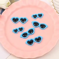 Sac de 100 rond été coeur lunettes de soleil dos plat résine Cabochons bricolage artisanat pour Souvenirs Style artificiel