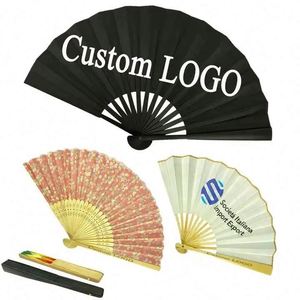 Abanico de Mano Plegable de Bambú con Logotipo Personalizado al por Mayor, Abanico de Mano Plegable de Bambú y Nailon Plástico para Bodas - Product Image 2