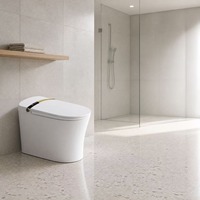 Toilette intelligente avec siège chauffant, commande vocale, télécommande, céramique, montage au sol, chasse d'eau par siphon