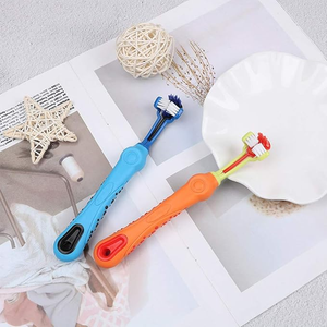 तीन पक्षीय पालतू पालतू टूथब्रश जानवरों दंत देखभाल ब्रश उपकरण कुत्ते ट्रिपल सिर वाली बिल्ली मौखिक सफाई ब्रश - Product Image 6