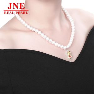 Natural Pearl Necklace Round Beads Hetian Jade Yellow Goldfish Pearl Necklace Mother's Gift for <strong>Elders</strong> Mother's Day - Product Image 3