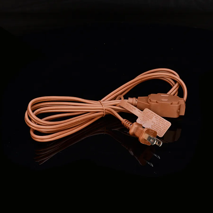 Fabriek Directe Verkoop 2X16AWG Bruin Isolatie Bescherming Etl Plug Netsnoer Extention Cord