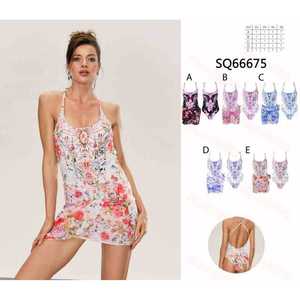 Costume da bagno bikini a due pezzi da donna con top imbottito e slip a vita alta con laccetti laterali, ideale per l'estate e la spiaggia, taglie S-2XL, all'ingrosso SQ66675 - Product Image 1