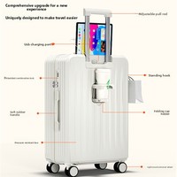 Valise à roulettes personnalisable Lulu, style décontracté, avec fermeture éclair, chargement USB, unisexe, bagage de voyage pour étudiants, roues multidirectionnelles silencieuses