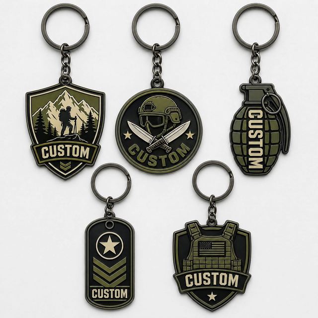Custom Wholesale High Quality Keychains Gear Chains Tactical Design Souvenir Outdoor Fan Key Ring