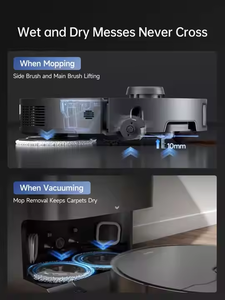 Robot hút bụi DREAME X50 Pro Ultra, lực hút mạnh 25000 Pa, tự làm sạch, tự động đổ nước, bàn chải bên, bộ lọc HEPA, lau ướt khô - Product Image 4