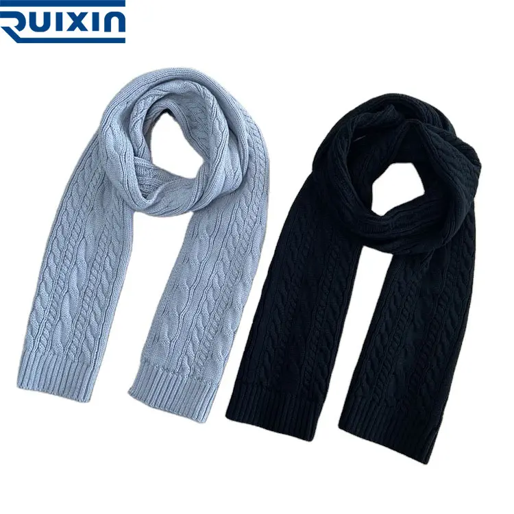 Nuovo prodotto sciarpa bianca tinta unita morbida sciarpa Jacquard acrilica lavata con fibbia in metallo Unisex con Logo personalizzato