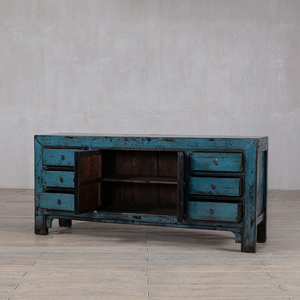 Mobiletto in Lacca <span class=keywords><strong>Turchese</strong></span> Effetto Invecchiato Unico nel Suo Genere, un'Espressione Grezza dell'Estetica Wabi-Sabi. - Product Image 4