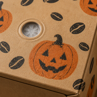 Boîte d'emballage de café personnalisée pour Halloween, boîte en papier kraft pour grains de café avec impression de citrouille, vente en gros, boîte cadeau de café écologique