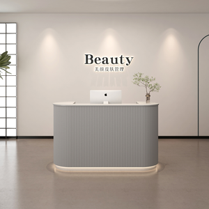 QUMENG White Curved Small Clinic Reception Desk High Quality Small Front Desk for Retail - Product Image 5