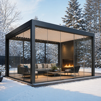 Pergola en aluminium motorisée pour l'extérieur, pergola rétractable en aluminium, bâtiments de jardin
