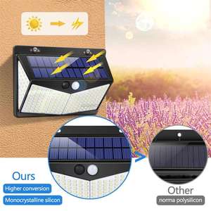 208led năng lượng mặt trời tường máy giặt ánh sáng không thấm nước IP65 ấm trắng LED Đèn trang trí cho ngoài trời Vườn Pathway cảm biến chuyển động - Product Image 1