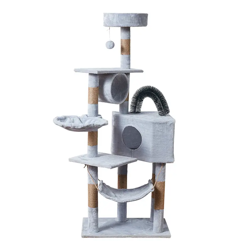 Brinquedos gordura gato madeira curvada scratcher Torre Condomínio Móveis Scratch Post rede cama grande árvore do gato para gatinhos Pet House Play