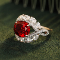Bague en rubis cultivé en laboratoire, argent sterling 925, pierre précieuse rouge sang de pigeon, bijoux fins pour femmes