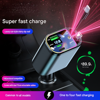 Chargeur de voiture rapide 5-en-1 PD 120W Starlight avec câbles rétractables, protection OTP/OVP, sortie 5V/3A