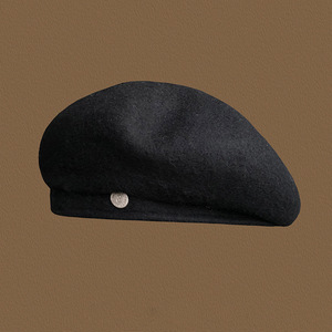 Béret Coréen Simple en Laine Boina pour Femmes, Chapeau de Peintre Rétro Français de Luxe Chaud d'Automne-Hiver qui Affine le Visage - Product Image 4
