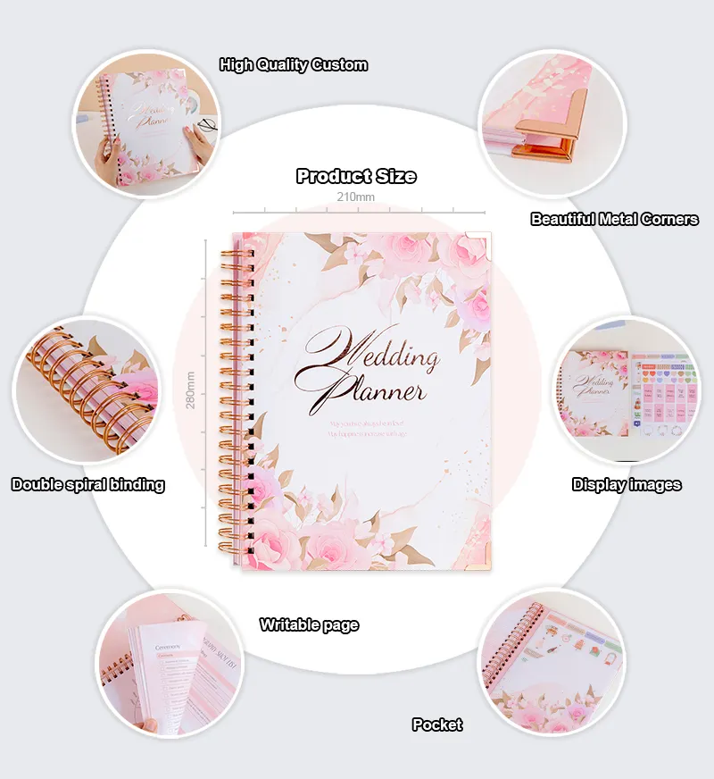 Custom Daily Notepad Planner Wedding Journal Diary Notebook Calendar-Integrated Wedding Planner