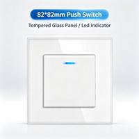 UBARO 82*82mm Quadratische Lichtschalterplatten Einpolig 10A 250V Elegantes Design Gehärtetes Glas Panel Druckschalter 1-fach 1-Weg