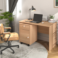 Bureau de travail moderne et simple pour la maison, bureau d'ordinateur en bois de 120 cm avec armoire, table de bureau en panneau mélaminé E1