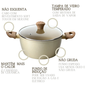 Juego de Ollas de Cerámica Antiadherentes de 6 Piezas con Tapas de Vidrio y Asas de Madera Suaves al Tacto, en Oferta - Product Image 3