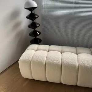 Lamb Velvet Bench Luxury Hotel Entrance Ottoman Wholesale Manufacturer OEM ODM Custom Size Bedroom <b>Sofa</b> <b>Stool</b> - Product Image 4