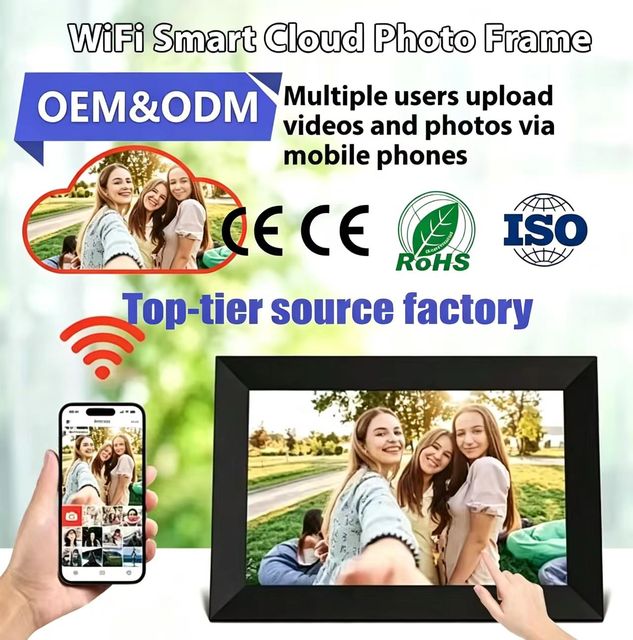 New Model 10-Inch Plastic Water Transfer Wood Grain Digital Photo Frame WiFi Cloud Storage Private Mold Model HY1001 Mobile
