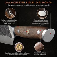 Couteau à Steak Japonais en Acier Carbone Damas-Lame Martelée Noire Forgée à la Main pour Cuisine Professionnelle