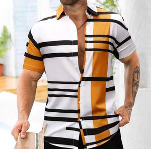 Chemise décontracté<span class=keywords><strong>e</strong></span> pour homme, nouvelle collection été, style hawaïen, à manches courtes, boutonné<span class=keywords><strong>e</strong></span>, imprimé géométrique, respirante, pour la plage - Product Image 2