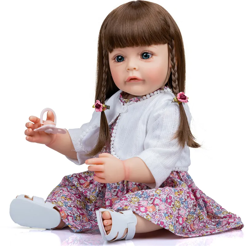 NPK 55cm יפה Reborn תינוק בובות כל גוף סיליקון כמו בחיים סימולציה ילדה Reborn בובת צעצועים