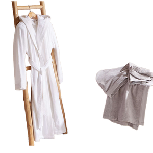 Bata de Baño con Capucha para Hombre, de Felpa, Manga Larga, 100% Algodón, Suave, para Invierno, con Bolsillos, Lavable a Máquina, Color Sólido - Product Image 1