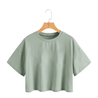 Haut court d'été en coton biologique à carreaux imprimés, broderie, perles, plumes, respirant, séchage rapide, écologique, pour femme, OEM