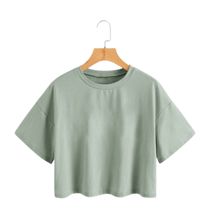 Hữu Cơ Bông Crop Top Mua Sắm Trực Tuyến Giá Rẻ Bán Buôn Gots Chứng Nhận Hữu Cơ OCS Cotton Dệt Kim Của Phụ Nữ Crop Top OEM - Product Image 1