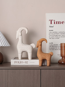 <span class=keywords><strong>D</strong></span>écoration artisanale silencieuse en céramique douce, style Wabi-sabi, motif deux chèvres, haute qualité, pour salon et bureau - Product Image 2